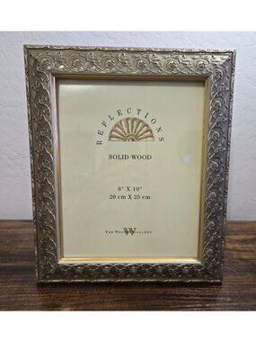 Reflections 8" X 10" Solid Wood Photo Frame With Ornate Silver Floral Design